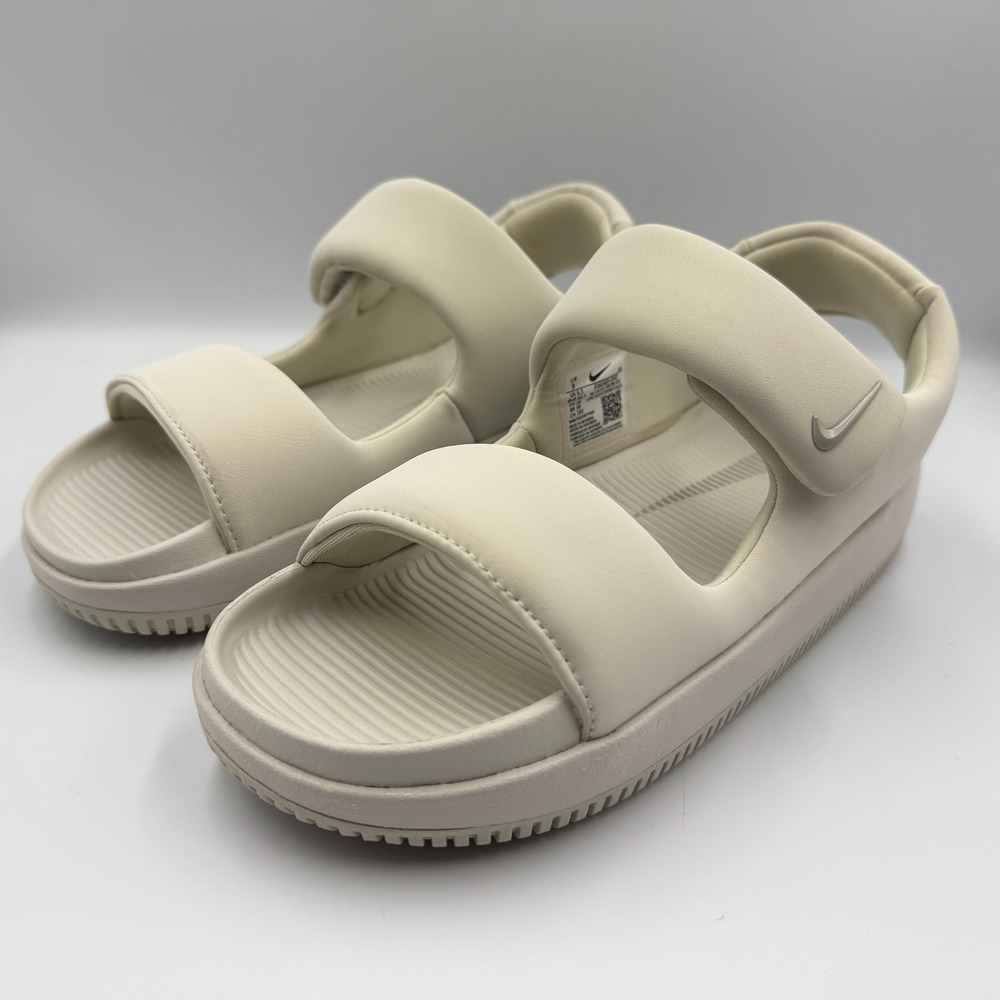 Nike Calm Sandal Women 9 Light Bone Padded Adjustable Strap FJ6043-002 **NEW**